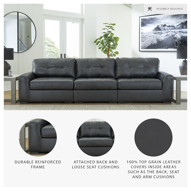 Signature Design by Ashley Brindley Pier Black 3-Piece Sectional Sofa - 136"W x 39"D x 40"H