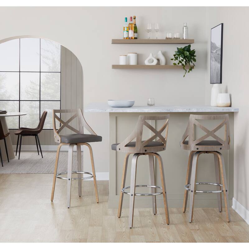 The Gray Barn Charlotte 30" Fixed-Height Bar Stool with Bent Wood Legs (Set of 2)