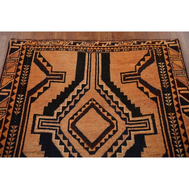 Qashqai Persian Vintage Runner Rug Hand-knotted Wool Carpet - 3'10"x 9'0"