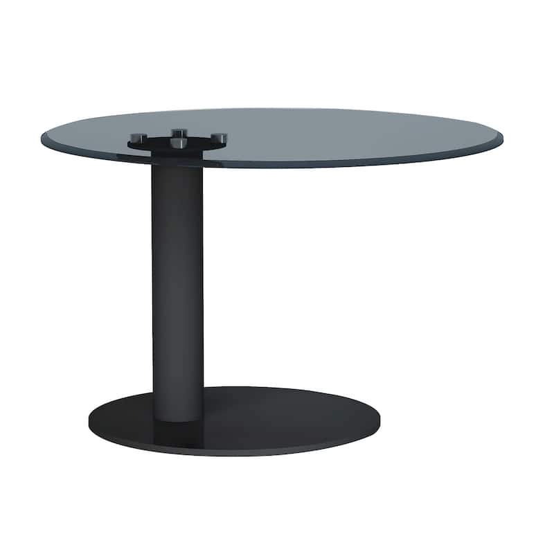 Somette Round Black Tinted Glass Lamp Table
