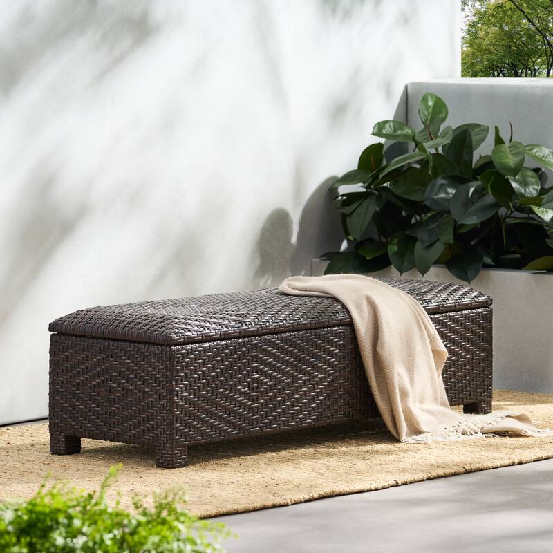 Rattan Outdoor Bench Storage Bench Patio Bench Garden Bench