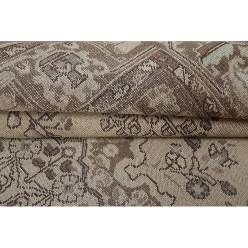 Distressed Tabriz Vintage Persian Rug Hand-Knotted Blue Wool Carpet - 6'7" x 9'6"