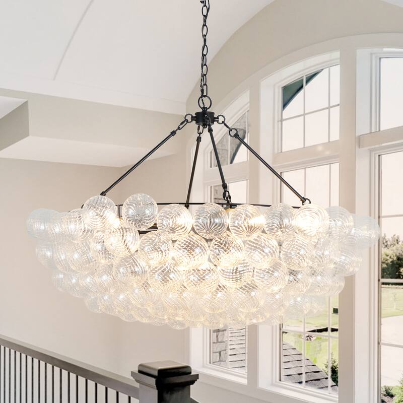 43in Luxury Bubble Chandelier Swirled Globe Bubble Pendant Chandelier - 19