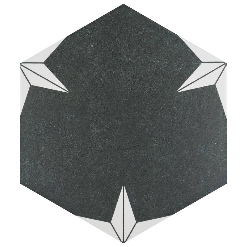 Merola Tile Stella Hex Night 8-5/8" x 9-7/8" Porcelain Floor and Wall Tile
