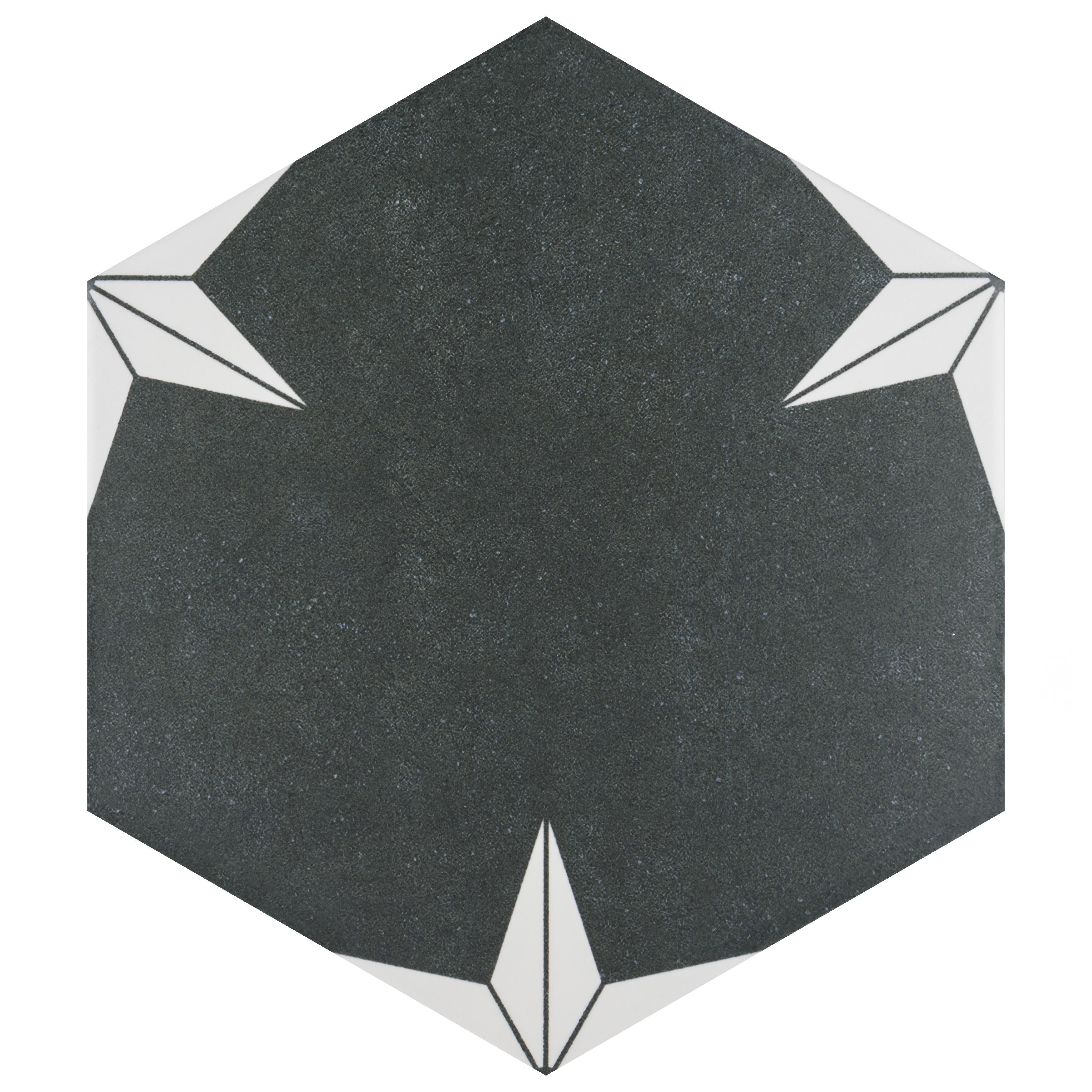 Merola Tile Stella Hex Night 8-5/8" x 9-7/8" Porcelain Floor and Wall Tile