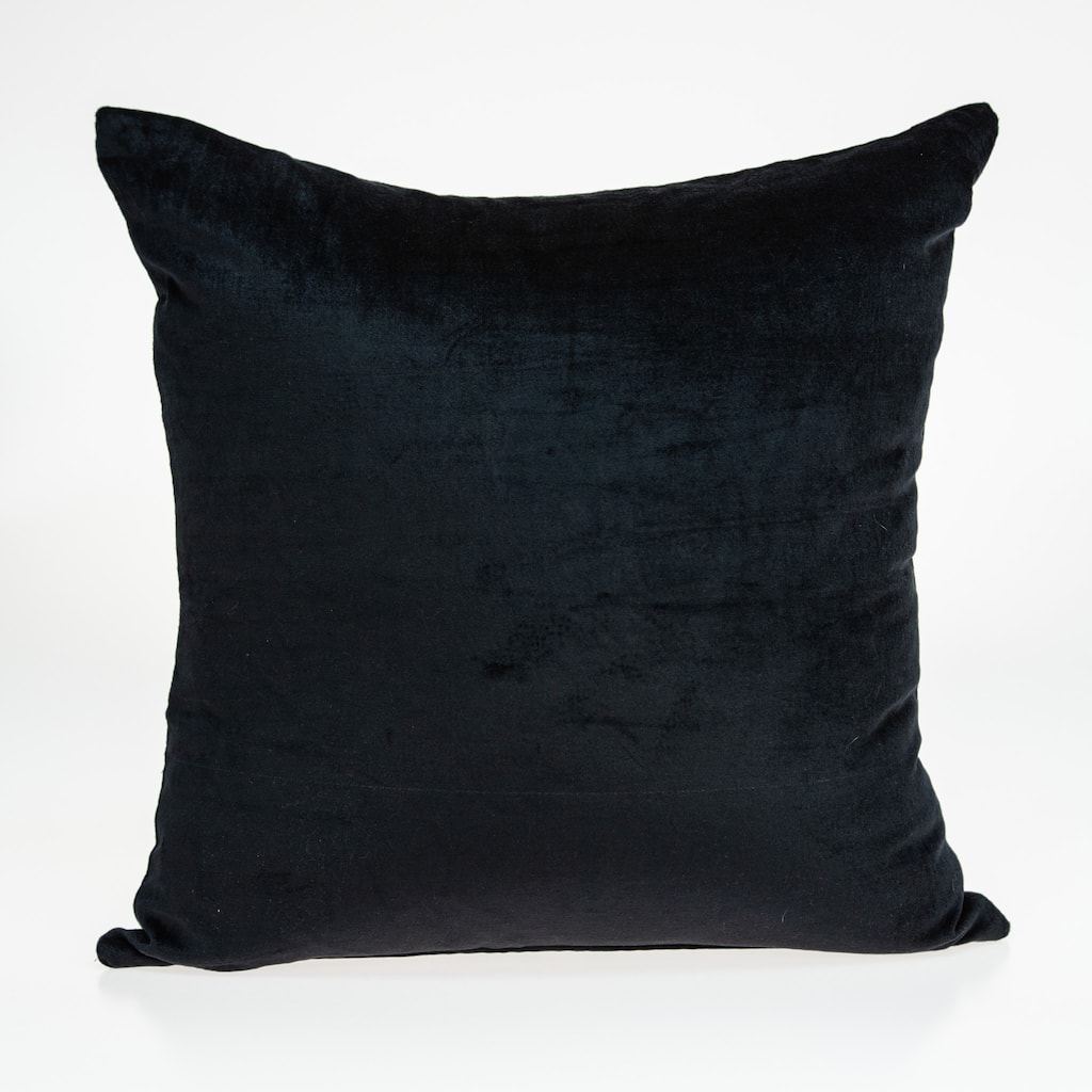 HomeRoots 22" Black Cotton Blend Solid Color Throw Pillow