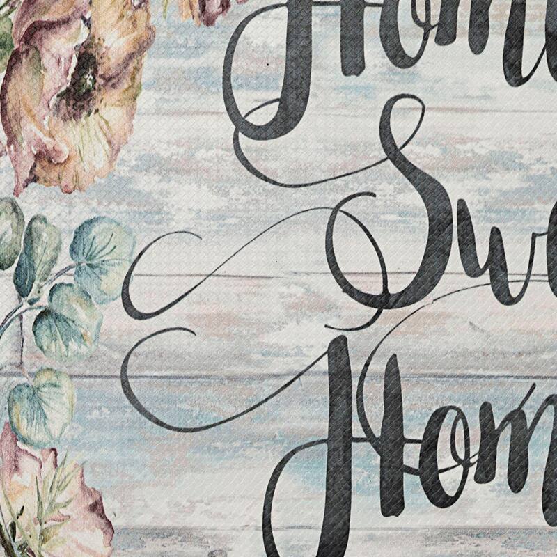 SoHome Cozy Living Home Sweet Home Floral Anti-Fatigue Kitchen Mat, Grey/Blue