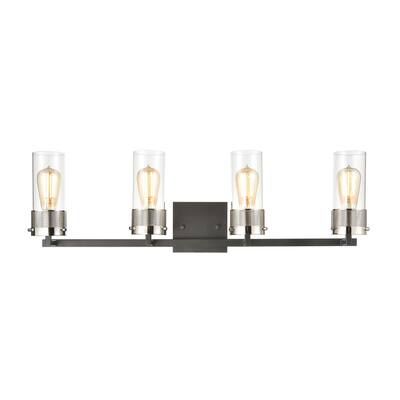 Bergenline 4-Light Vanity Light in Matte Black with Clear Glass