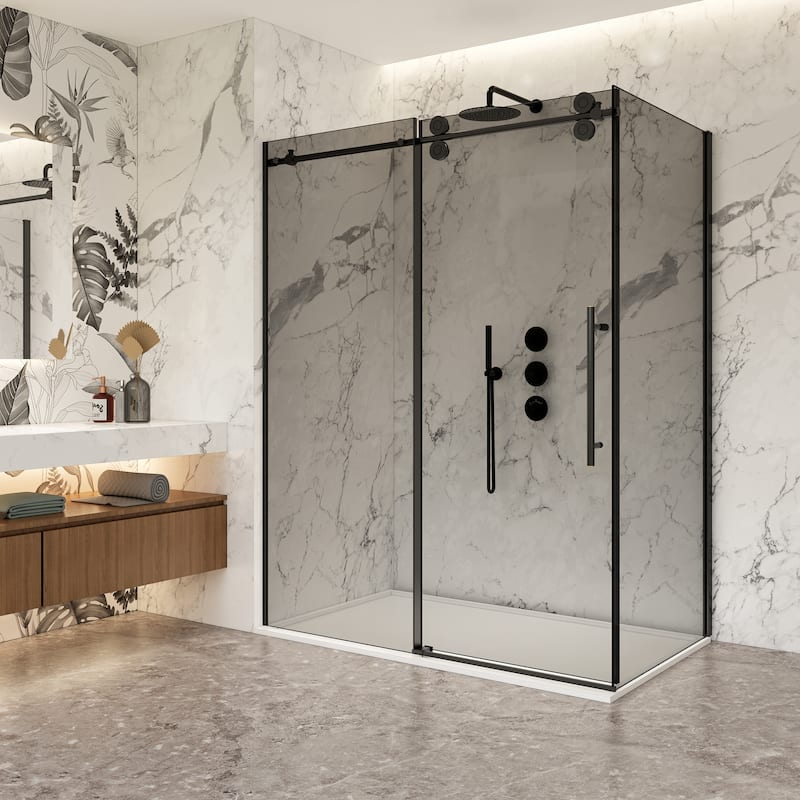 Echarri Rectangle Sliding Frameless Shower Enclosure with Tinted Glass