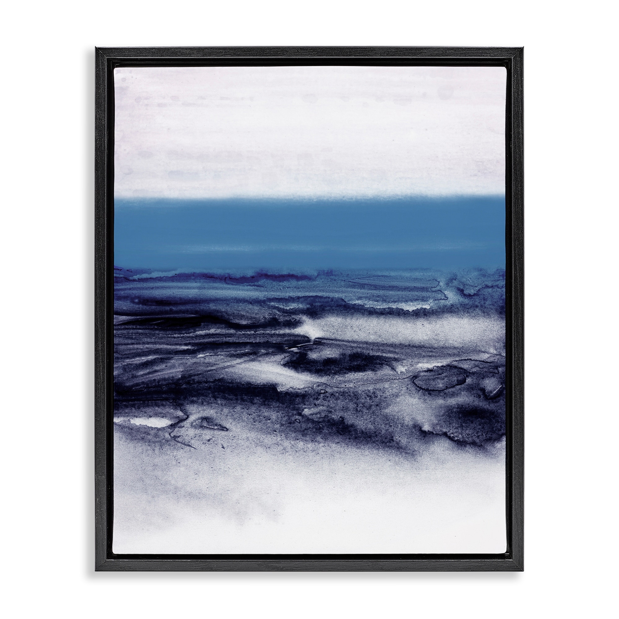 Stupell Watercolor Landscape in Blue Framed Floater Canvas Wall Art Design By 1x