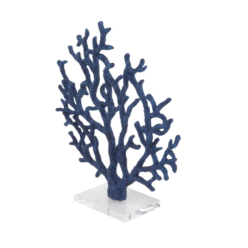 Polystone Coral Textured Porous Sculpture with Acrylic Base - Blue or White - Roche River Decor
