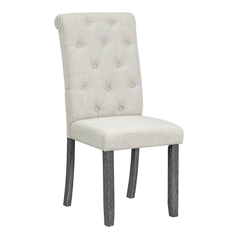 Gray Wash 6-Piece Wooden Dining Table Set with 4 Tufted Chairs & Bench