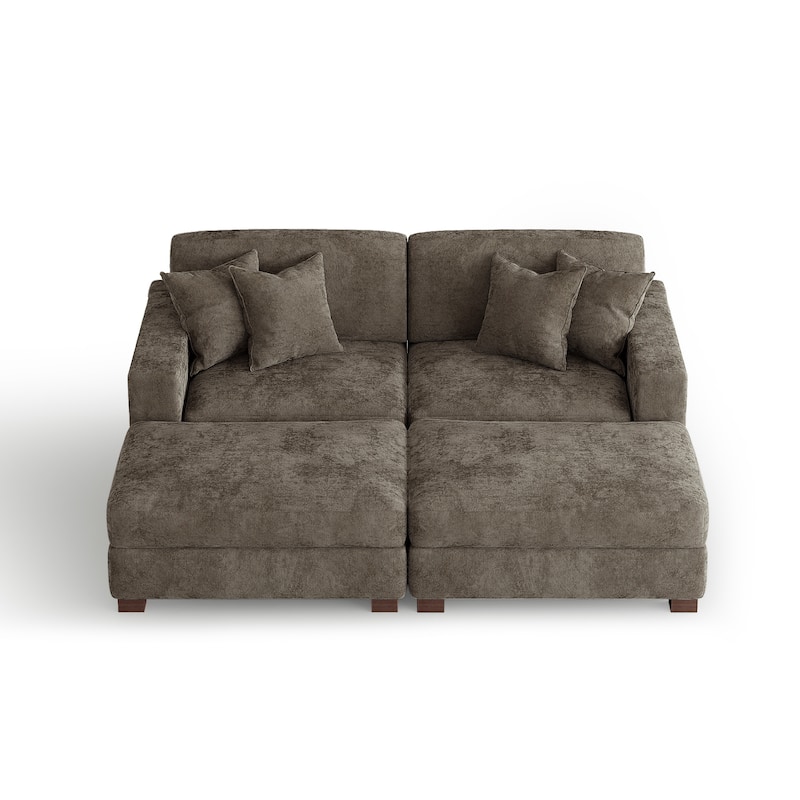 Modern Chenille Oversized Modular Sectional Sofa with 2 Ottoman