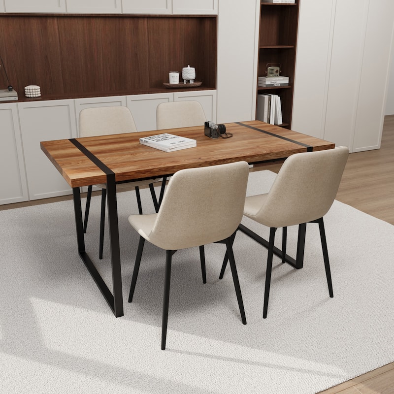MDF black wooden dining table and modern dining chair set of 4 pieces, medieval wooden kitchen dining table set