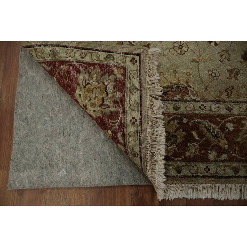 Hand Knotted Oriental 100% Wool Carpet Transitional Floral Green Oushak Area Rug - 8' 0'' X 5' 1''