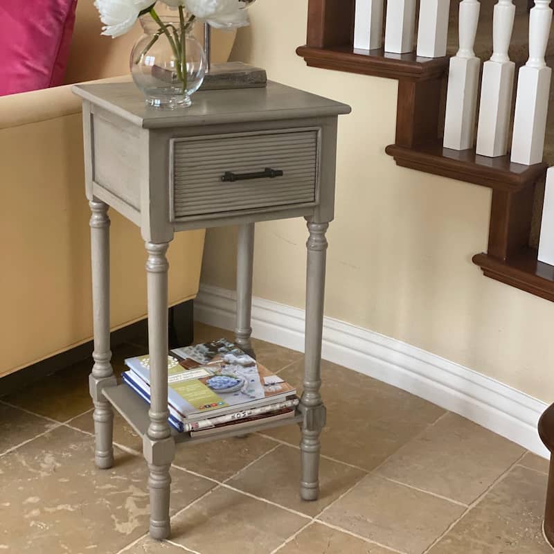 Farmhouse 1-Shelf And 1-Drawer Side Accent Table