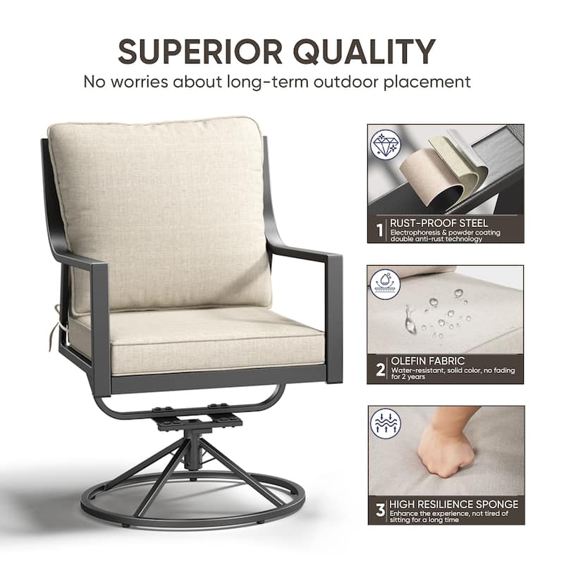 Komodo Metal Frame Dining Chairs with Beige Cushions (2-Pack) - 2-Pack