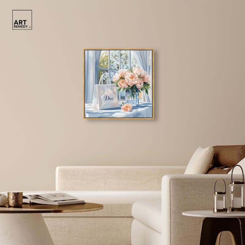Bag and Peonies Canvas by Art Remedy