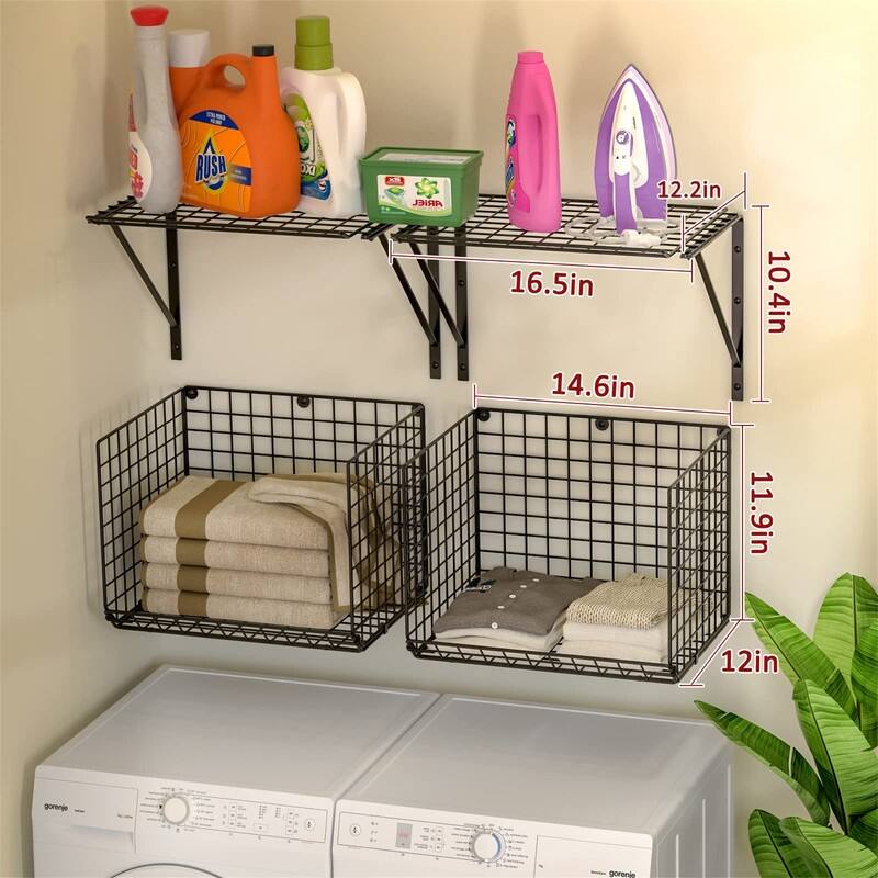 2 Pack Laundry Room Shelves - 10.4"D x 14.6"W x 13"H