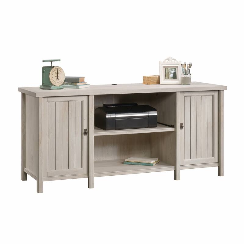 Engineered Wood Coastal Credenza with Cabinets and Shelves, Gray - 65.12" W × 21.89" D × 30.00" H