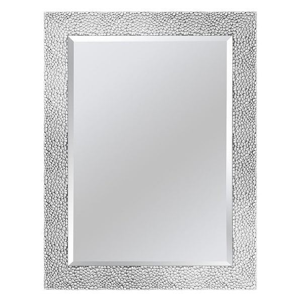 Arche Traditional Pebble Beveled Venetian Framed Wall Mirror - White/Silver - 24*32*0.75. Opens flyout.