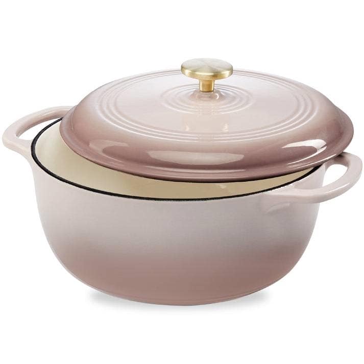 6 Quart Large Enamel Cast-Iron Dutch Oven Kitchen Cookware - 14" x 11.25" x 7.5"