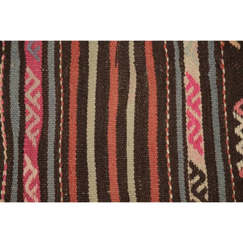 Hand Woven Oriental 100% Wool Carpet Southwestern Tribal Multi-Colored Kilim Area Rug - 7' 10'' X 6' 5''