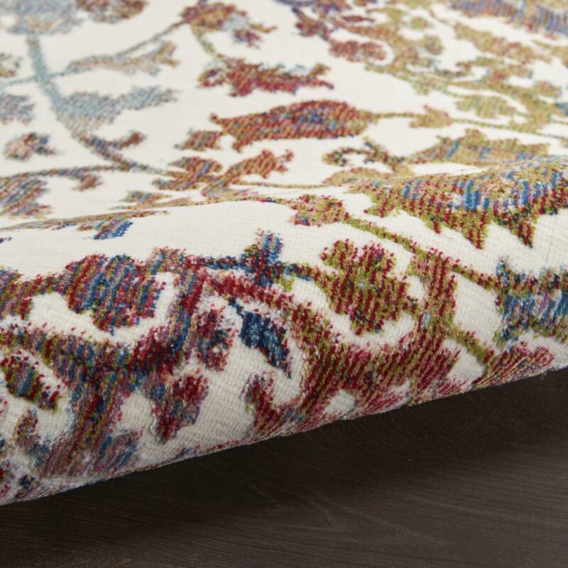 Jiqat Power Loomed Distressed Abstract Floral Traditional Non Skid Area Rug By HomeRoots - 72' X '24' X '0.5