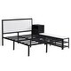 preview thumbnail 13 of 16, Full Size Metal Platform Bed with 2-Tier Storage Shelves, Wooden Storage Cabinet, White