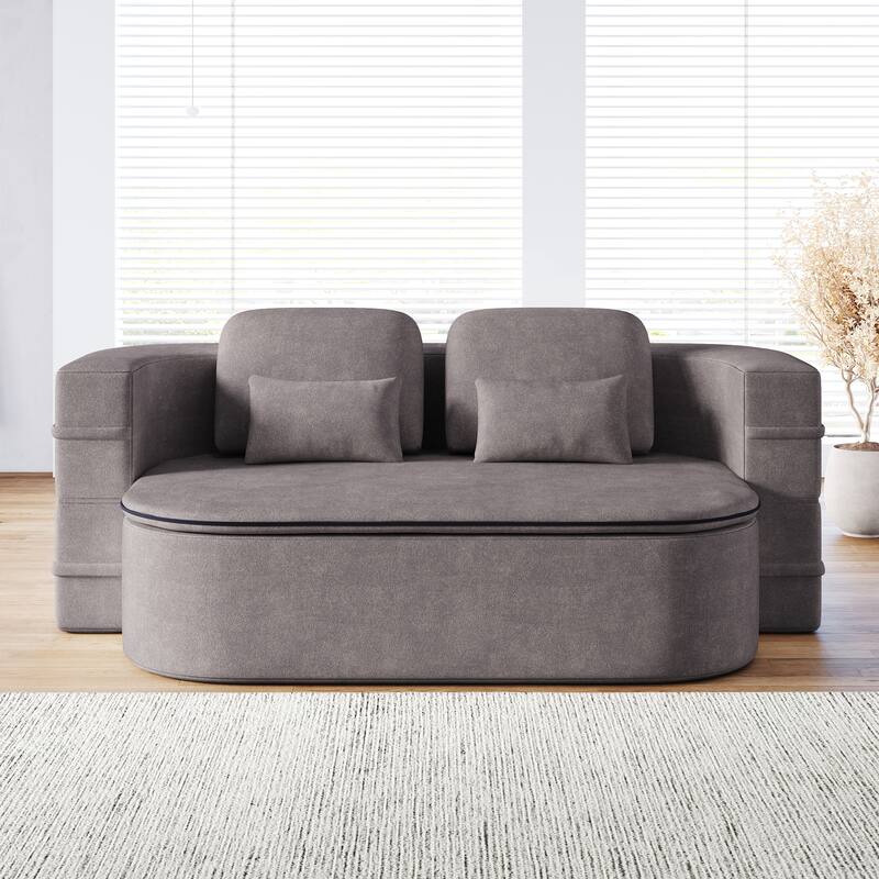 Chenille Foldable Sleeper Sofa Bed Convertible Full Size Floor Bed - Grey