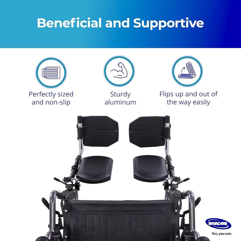Invacare Wheelchair Elevating Legrests - Padded Calf Pads, Composite Footplates & Swing Away Function - Black