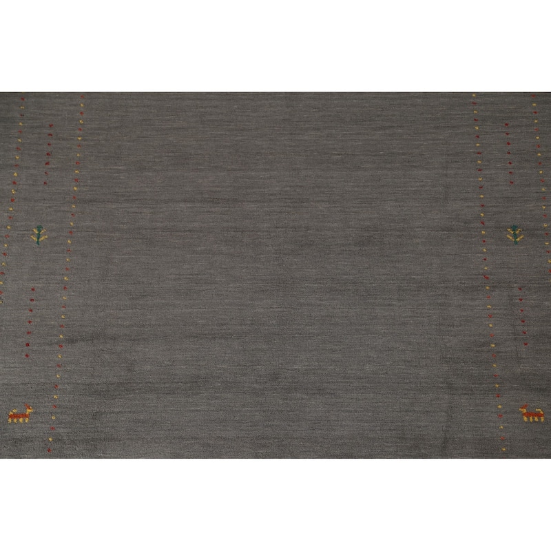 Grey Tribal Gabbeh Oriental Area Rug Handmade Wool Carpet - 6'7"x 9'9"