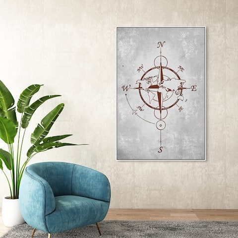 Oliver Gal 'World Compass' Map Red Wall Art Canvas