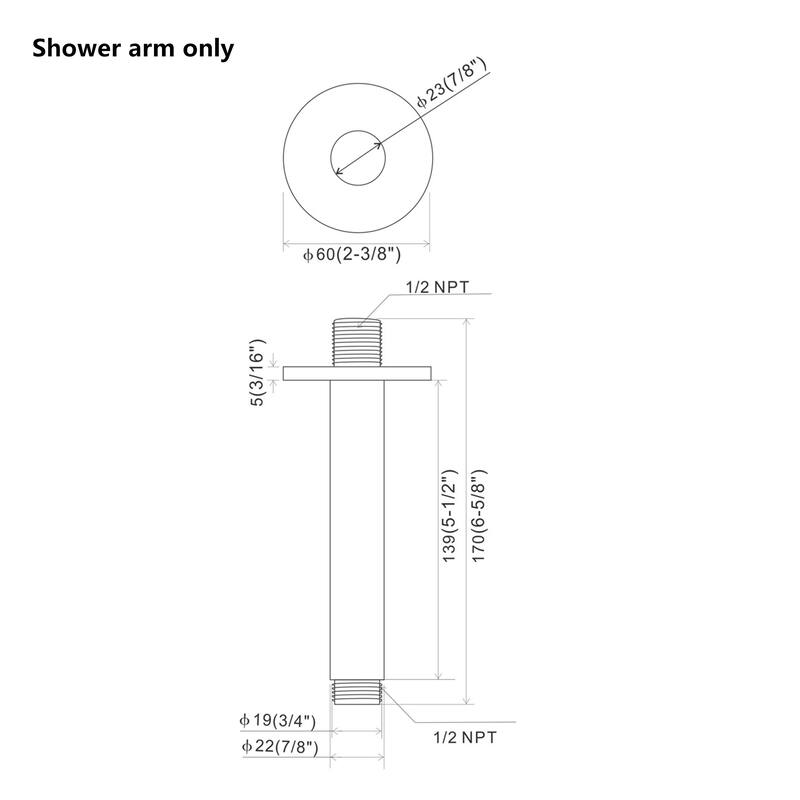 Topcraft Stainless Steel Ceiling Mounted Shower Arm.