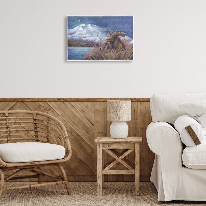 Stupell Moose & Snowy White Mountain Wall Plaque Art Design By Jody Bergsma