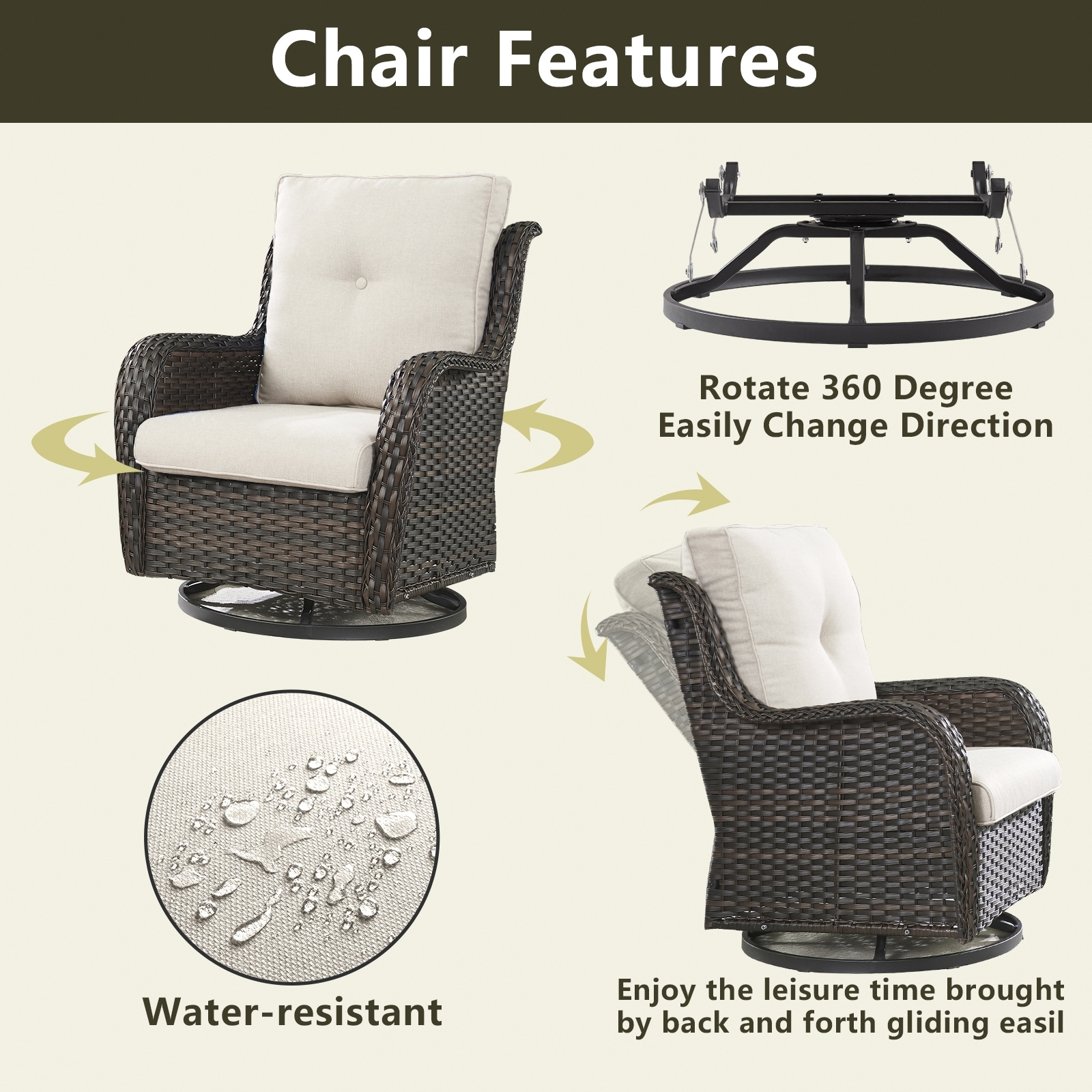 Outdoor Swivel Rocker Patio Chairs with Table Set of 2 On Sale