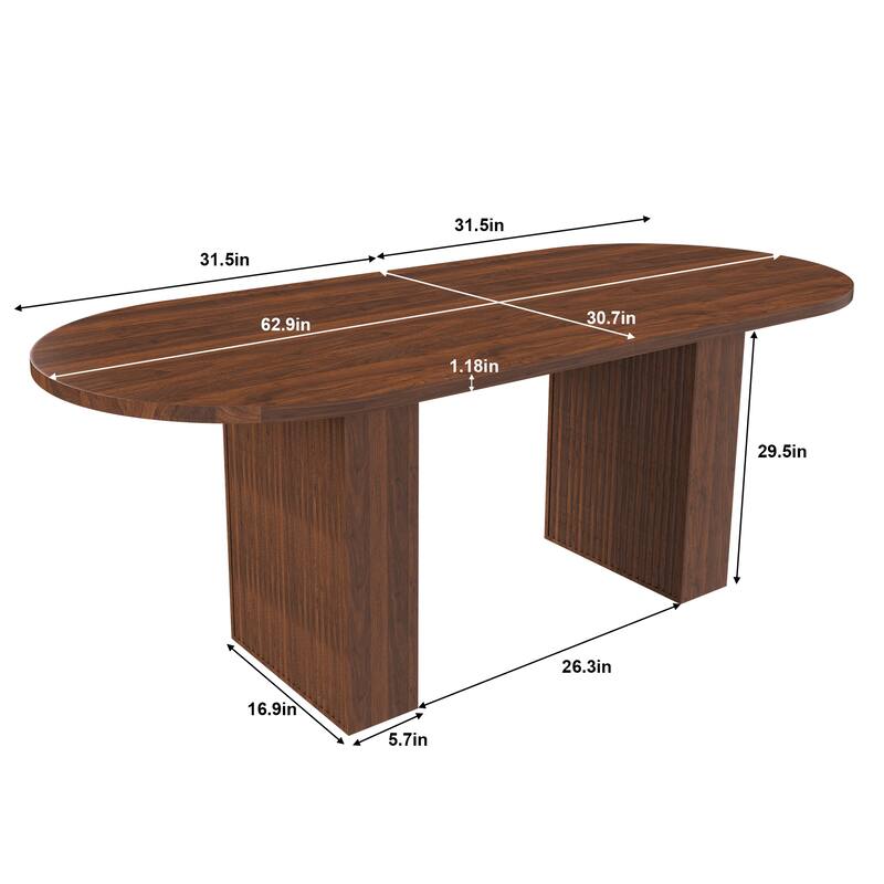 Oval Dining Table for 6, Kitchen Table with Wood Tabletop, Waterproof Meeting Table Home Office Table