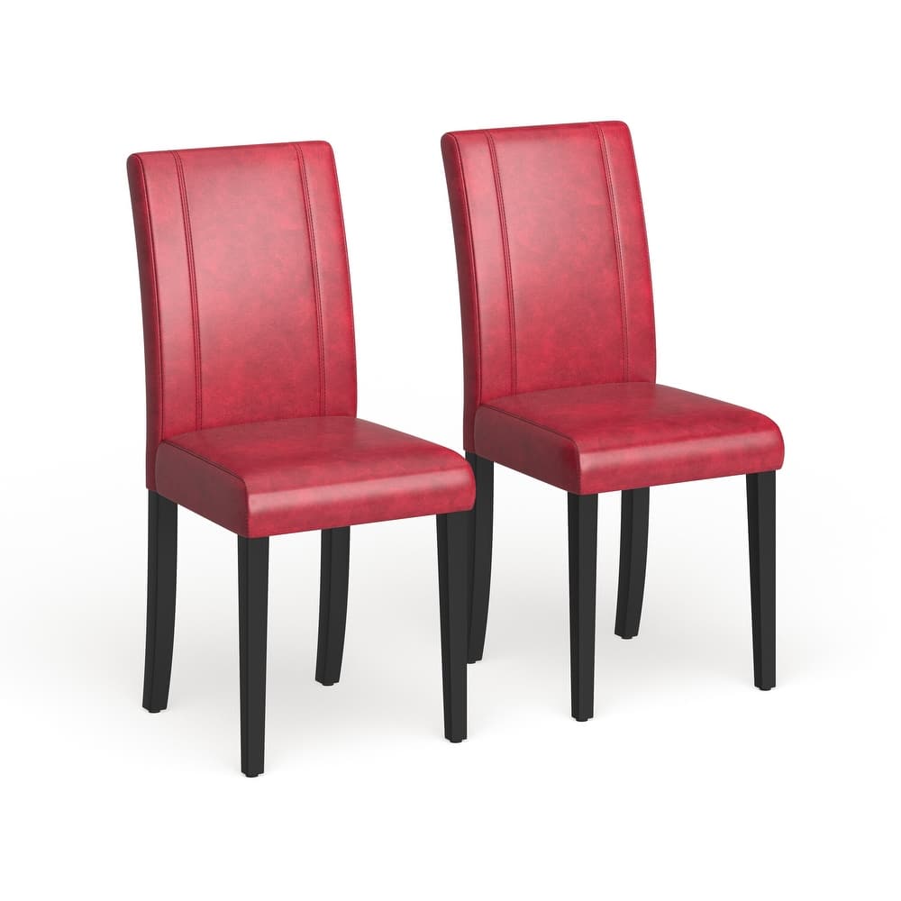 Roundhill Furniture Urban-Style Solid Wood Leatherette Small Padded Parson Chairs (Set of 2)