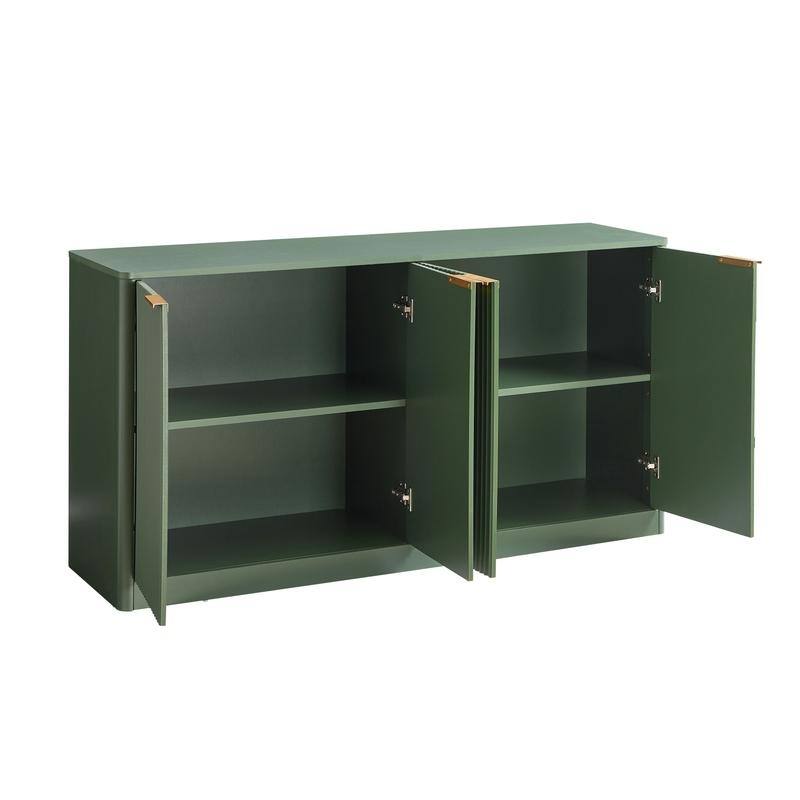 Modern 59" Fluted Buffet Sideboard Cabinet with Shelves, TV Stand Storage Cabinet with 4 Wave Doors for Organized Living Spaces