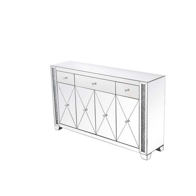 60 in silver crystal mirrored credenza