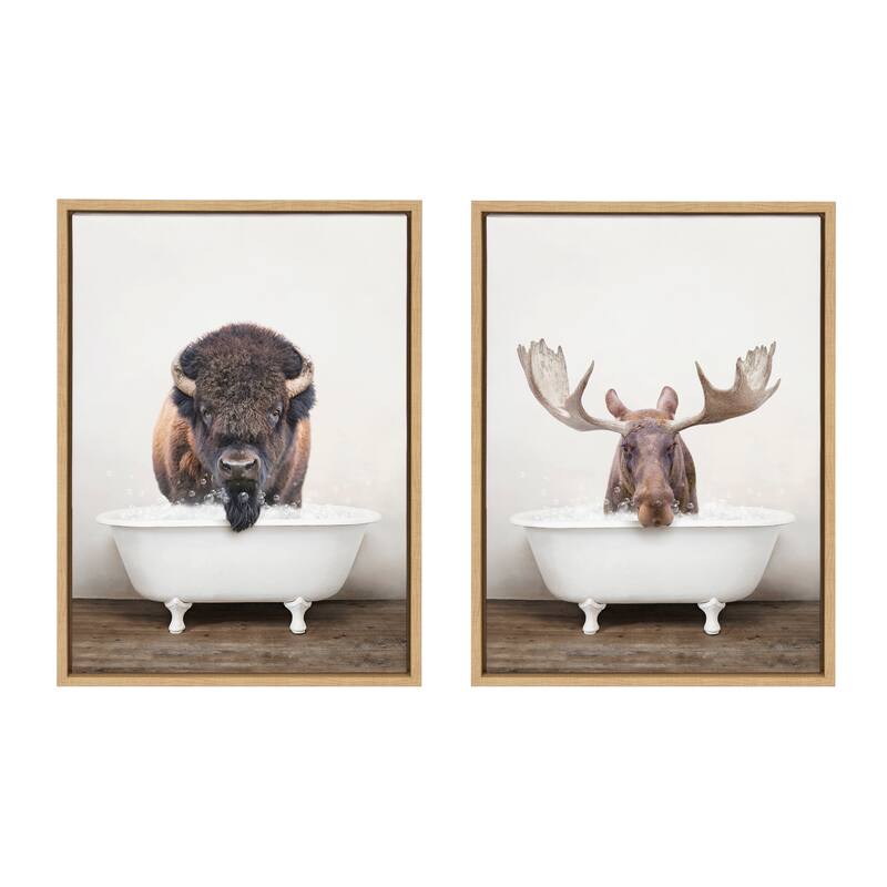 Kate and Laurel Sylvie Bison Framed Canvas by Amy Peterson