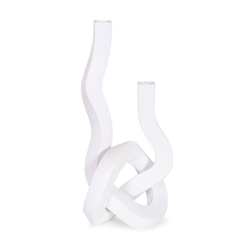 Allan Andrews Contemporary Abstract Matte White Twisted Candle Holder