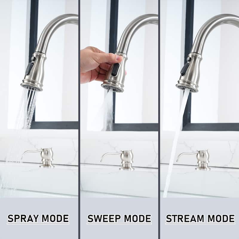 Clihome 3 Function Widespread Single Handle Kitchen Faucet