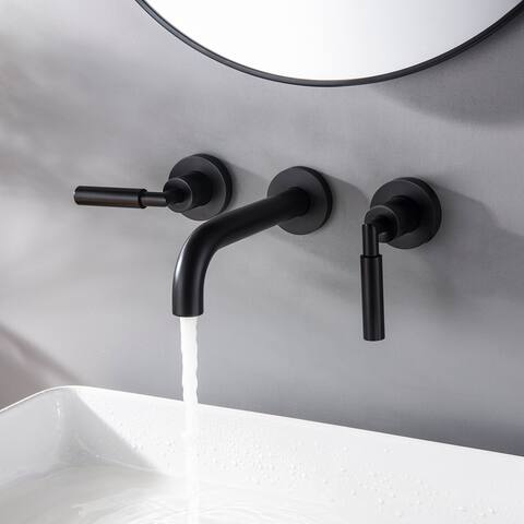 Two Handle Wall Mount Bathroom Faucet Matte Black - 15.26*3*9.21