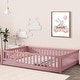 preview thumbnail 59 of 78, Twin/Full/Queen Size Floor Bed with Safety Guardrails, Toddler Floor Bed for Girls and Boys Pink - Full