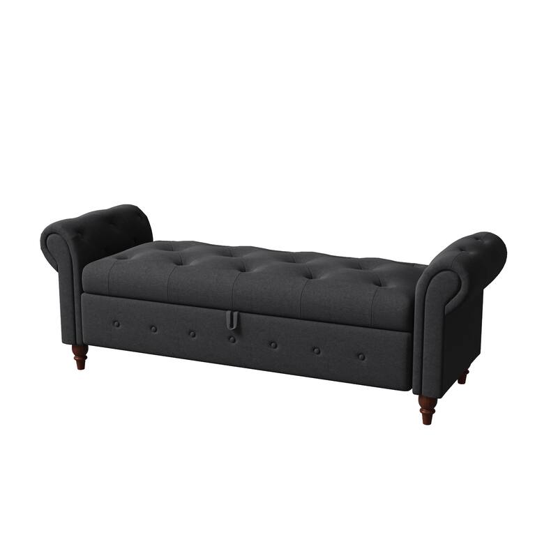 Modern Storage Bench Bed Bench with Rolled Arms