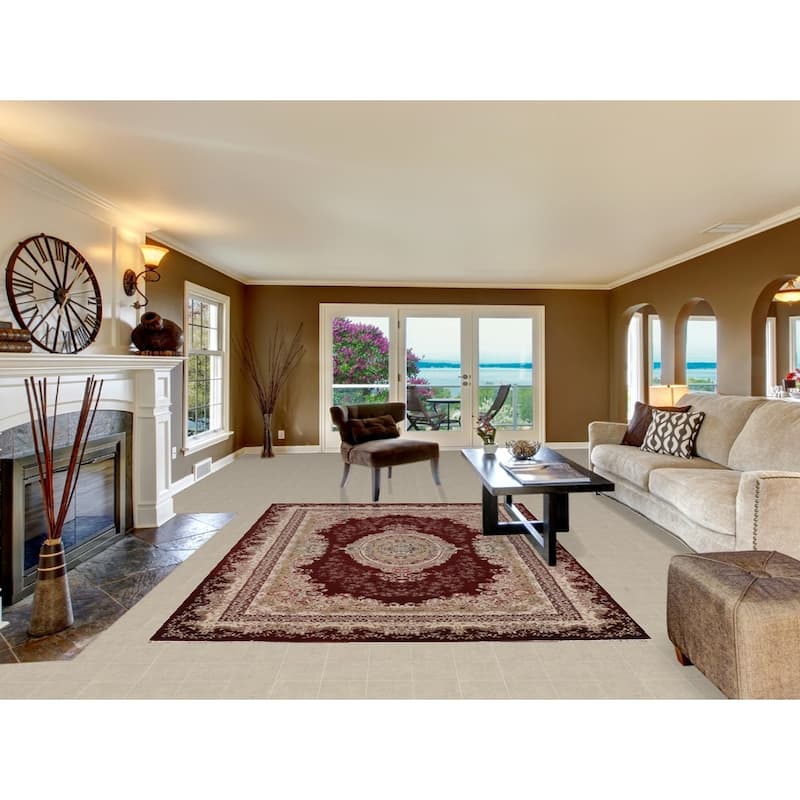 Victorian Style Kashan Turkish Rug Dining Room Machine-Made Carpet - 6'7" x 9'10"