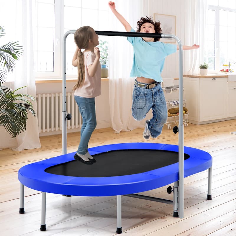 Large Dual-Person Trampoline with Foam-Padded Handle and Sturdy Steel Frame Fun Jumping for Kids