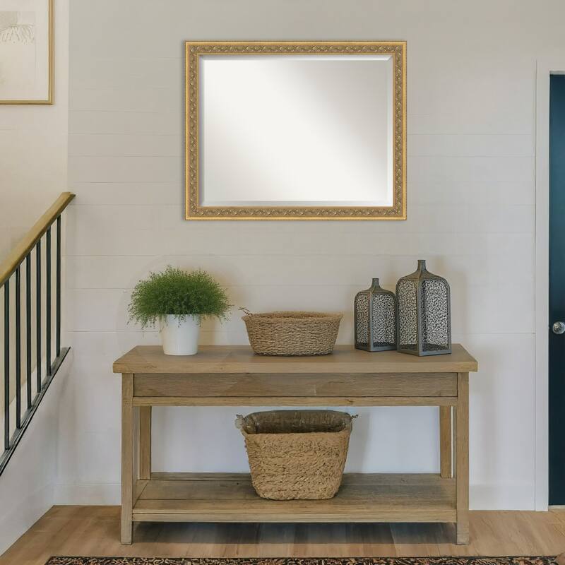 Carter Dark Gold Beveled Wood Framed Wall Mirror - Carter Dark Gold