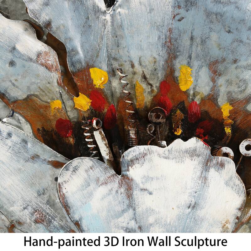 "Garden Rose" Mixed Media Iron Hand Painted 3D Wall Art Set